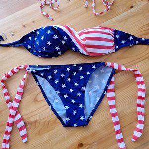 American Flag Bikini with Bandeau Twist Top